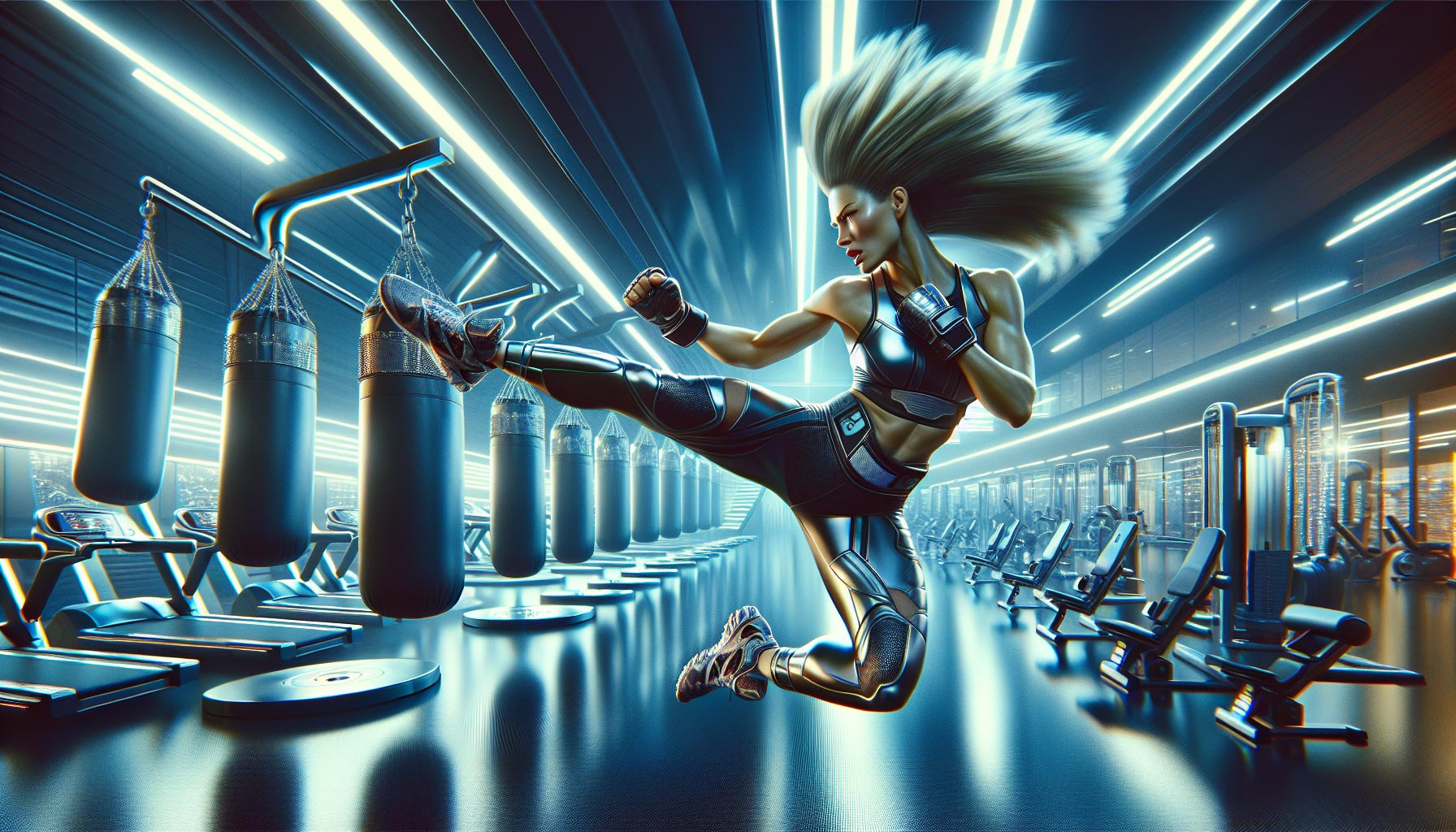 Gwiazda filmowa trenująca kickboxing